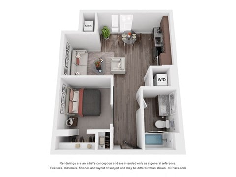 Floor plan for studio, 1 bath, 568 sqft